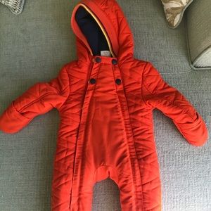 Orange baby snowsuit
